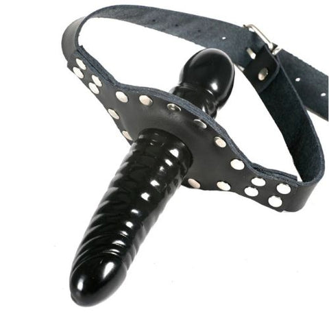 Honour Leather Double Penis Gag Black from Nice 'n' Naughty