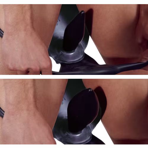 Late X Latex Brief w Inflatable Plug Black from Nice 'n' Naughty