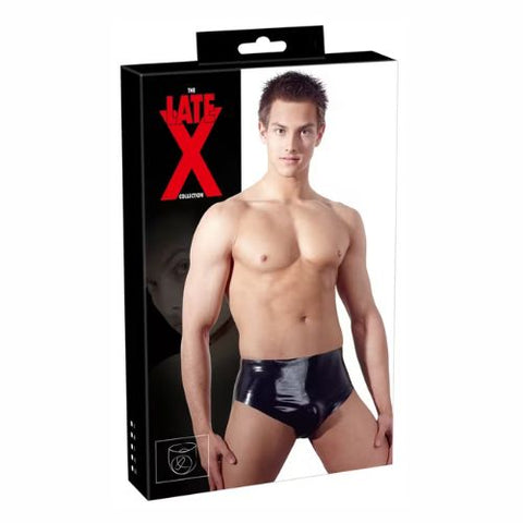 Late X Latex Brief w Inflatable Plug Black from Nice 'n' Naughty