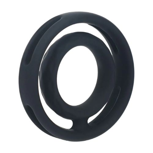 Levelz Classic Grooved Silicone Cock and Bal lRing Black from Nice 'n' Naughty