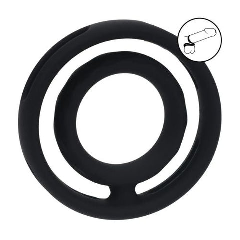 Levelz Classic Grooved Silicone Cock and Bal lRing Black from Nice 'n' Naughty