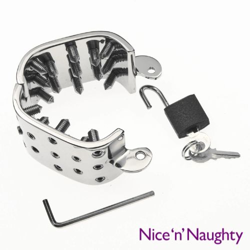 Nice 'n' Naughty Oval Ball Stretcher w Spikes Stainless Steel from Nice 'n' Naughty