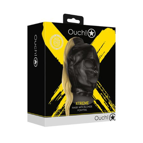 Ouch! Mask with Blonde Ponytail - Black from Nice 'n' Naughty