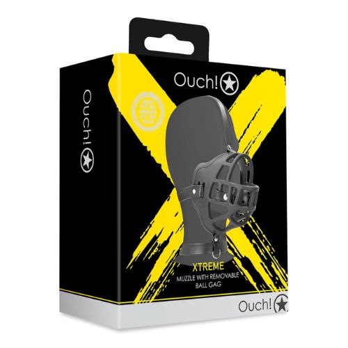 Ouch! Xtreme Muzzle with Removable Ball Gag Black from Nice 'n' Naughty