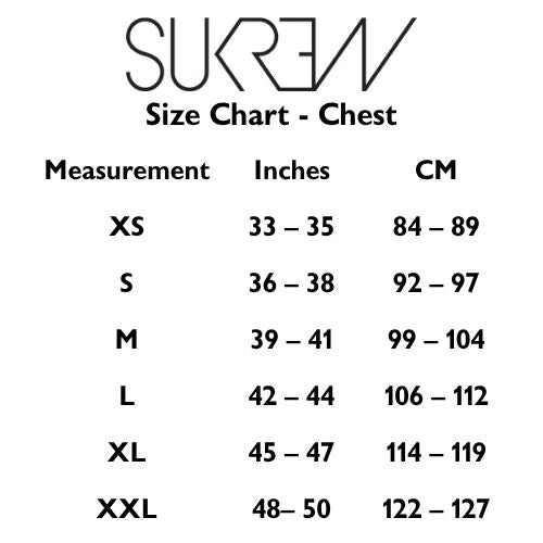 Sukrew Size Chart - Chest from Nice 'n' Naughty